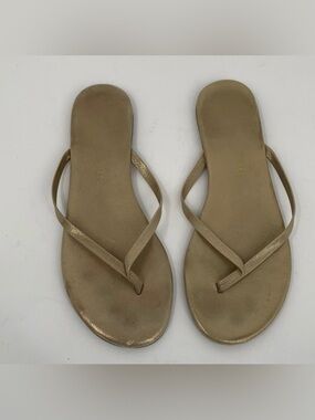 TKEES Highlighter flipflop thong sandal shoe gold metallic slide women 39 8